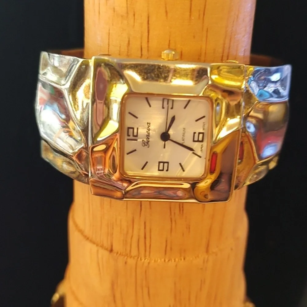 Geneva Two-Tone Cuff Watch - Picture 3 of 8